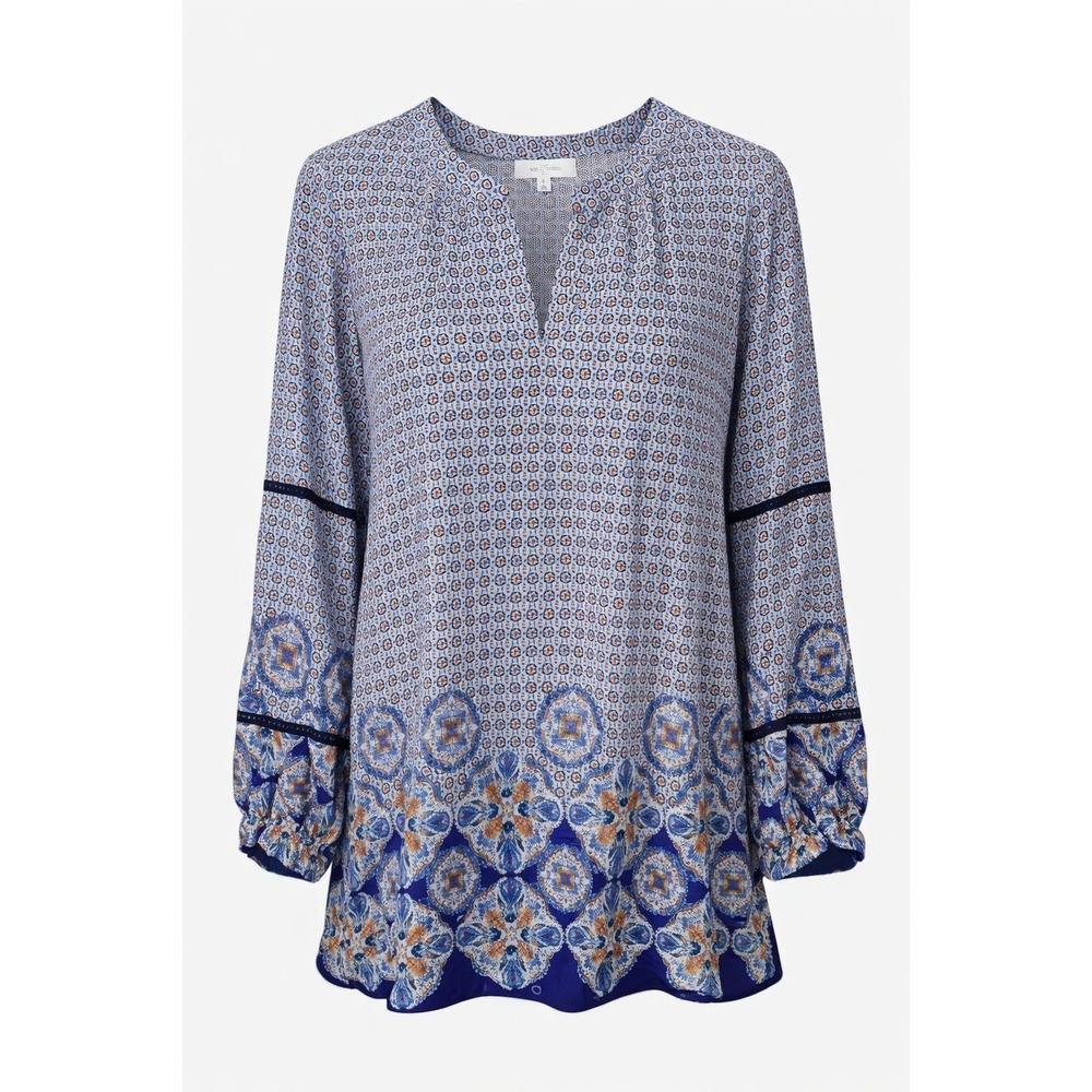 New Directions 1X Plus‎ Boho Floral Split Neck Tunic Blouse NWT